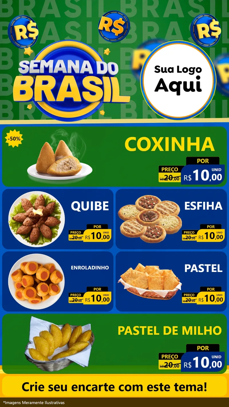 Modelo de TV para TV Vertical com o tema Semana Do Brasil para Salgadaria