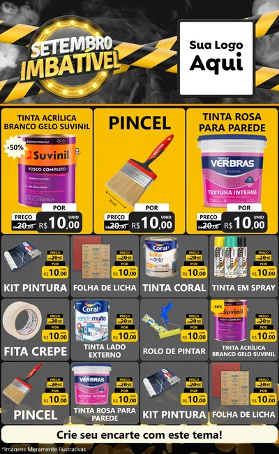 Modelo de Encarte para Encarte Grande com o tema Setembro Imbatível para Tintas e Ferramentas
