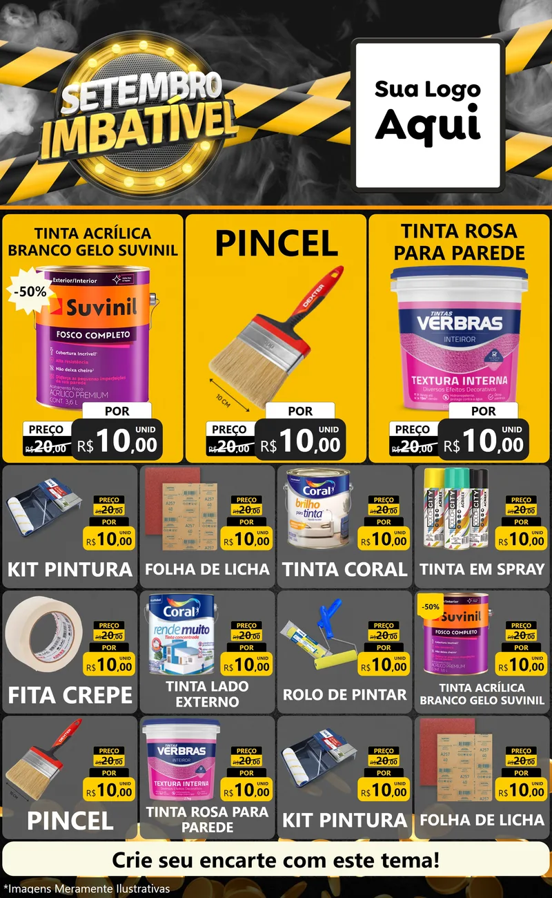 Modelo de Encarte para Encarte Grande com o tema Setembro Imbatível para Tintas e Ferramentas