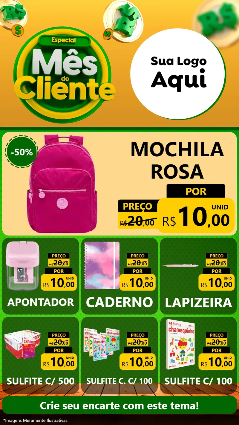 Modelo de Rede Social para Stories com o tema Especial Mês do Cliente para Papelaria