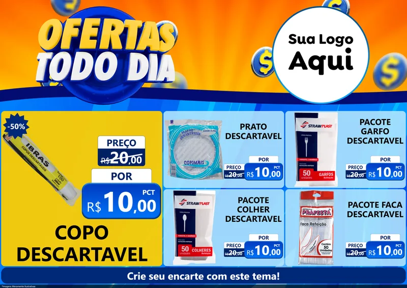 Modelo de Encarte para Encarte A4 Horizontal com o tema Ofertas Todo Dia para Embalagens