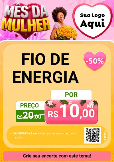 Modelo de Cartaz para Cartaz A4 Vertical com o tema Mês da Mulher para Materiais Elétricos