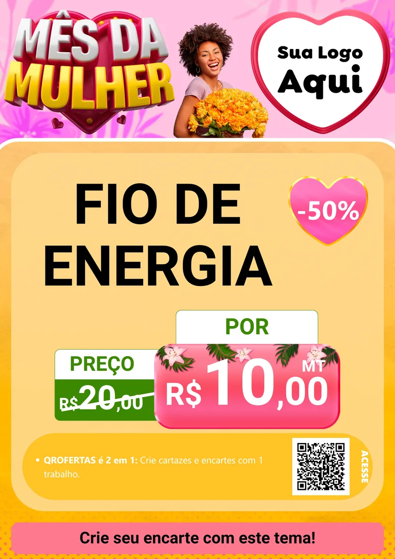 Modelo de Cartaz para Cartaz A4 Vertical com o tema Mês da Mulher para Materiais Elétricos