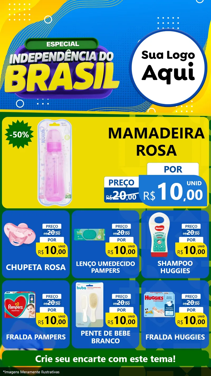 Modelo de Rede Social para Stories com o tema Especial Independência do Brasil para Bebês