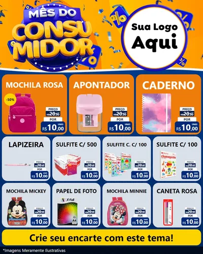 Modelo de Rede Social para Feed Instagram com o tema Mês do Consumidor para Papelaria