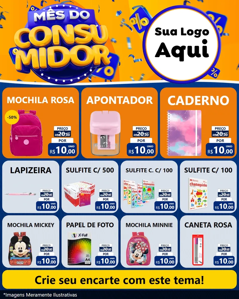 Modelo de Rede Social para Feed Instagram com o tema Mês do Consumidor para Papelaria