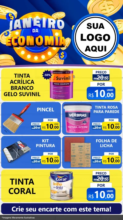 Modelo de TV para TV Vertical com o tema Janeiro da Economia para Tintas e Ferramentas