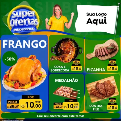 Modelo de Rede Social para Feed Facebook com o tema Super Ofertas de Independência para Assados
