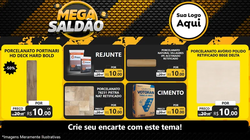 Modelo de TV para TV Horizontal com o tema Mega Saldão para Pisos e revestimentos
