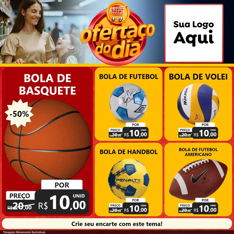 Modelo de Rede Social para Feed Facebook com o tema Ofertaço Do Dia para Artigos Esportivos
