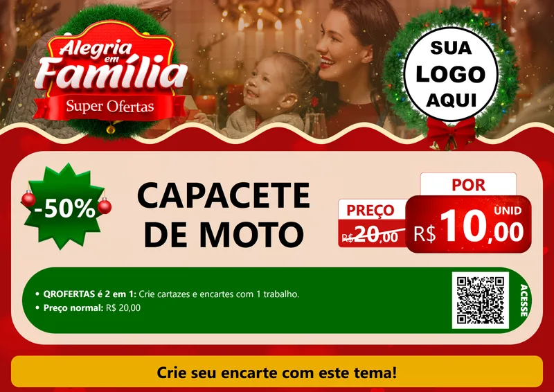 Modelo de Cartaz para Cartaz A4 Horizontal com o tema Alegria Em Família - Super Ofertas para Moto peças