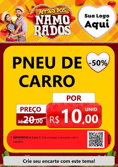 Modelo de Cartaz para Cartaz A4 Vertical com o tema Arraiá dos Namorados para Auto peças