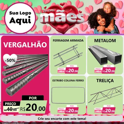 Modelo de Rede Social para Feed Facebook com o tema Dia das Mães para Ferragens