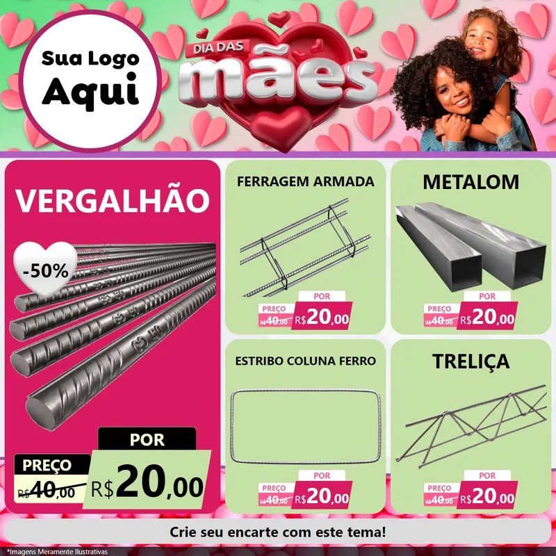 Modelo de Rede Social para Feed Facebook com o tema Dia das Mães para Ferragens