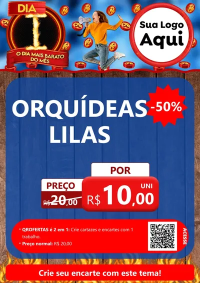 Modelo de Cartaz para Cartaz A4 Vertical com o tema Dia I - O Dia Mais Barato Do Mês para Floricultura e jardim