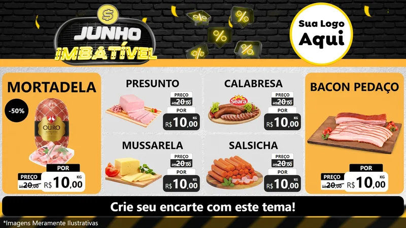 Modelo de TV para TV Horizontal com o tema Junho Imbatível para Frios e Laticínios