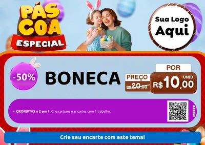 Modelo de Cartaz para Cartaz A4 Horizontal com o tema Páscoa Especial para Brinquedos