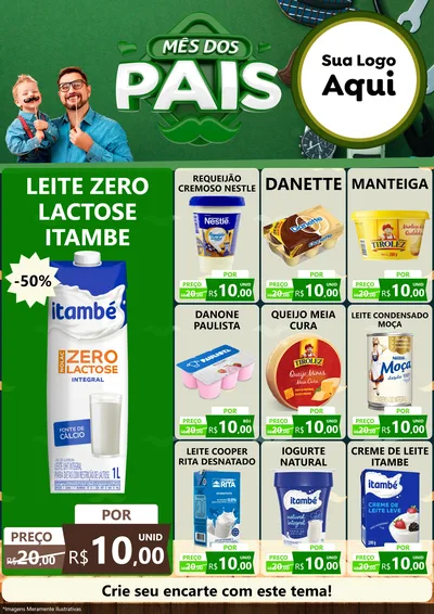 Modelo de Encarte para Encarte A4 Vertical com o tema Mês dos Pais para Frios e Laticínios