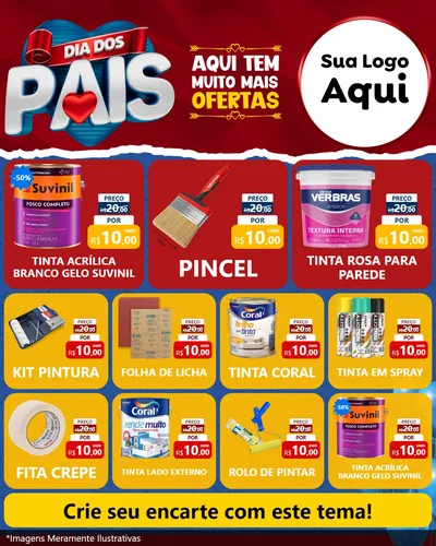 Modelo de Rede Social para Feed Instagram com o tema Dia dos Pais para Tintas e Ferramentas
