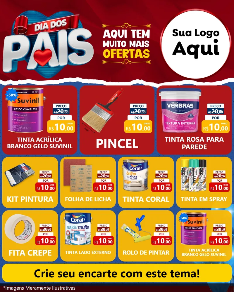 Modelo de Rede Social para Feed Instagram com o tema Dia dos Pais para Tintas e Ferramentas