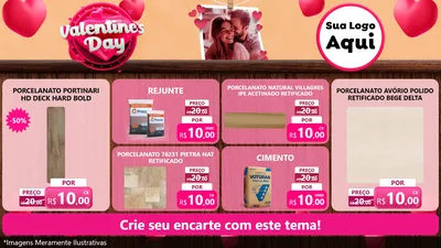 Modelo de TV para TV Horizontal com o tema Valentine's Day para Pisos e revestimentos