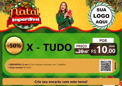 Modelo de Cartaz para Cartaz A4 Horizontal com o tema Natal Imperdível para Hamburgueria