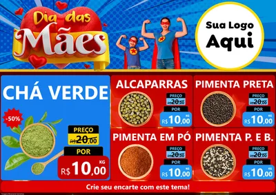Modelo de Encarte para Encarte A4 Horizontal com o tema Dia das Mães para Produtos Naturais
