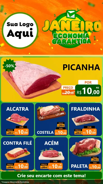 Modelo de Rede Social para Stories com o tema Janeiro - Economia Garantida para Açougue