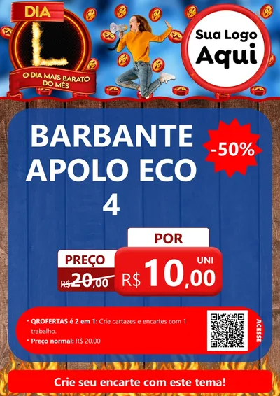 Modelo de Cartaz para Cartaz A4 Vertical com o tema Dia L - O Dia Mais Barato Do Mês para Armarinho e Aviamentos