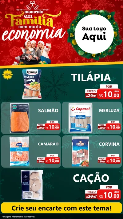Modelo de TV para TV Vertical com o tema Momento em Família (Natal) para Peixaria