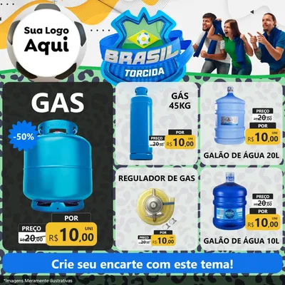 Modelo de Rede Social para Feed Facebook com o tema Brasil Torcida - Copa para Água e gás