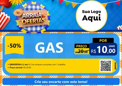 Modelo de Cartaz para Cartaz A4 Horizontal com o tema Arraiá de Ofertas para Água e gás