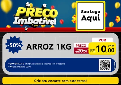 Modelo de Cartaz para Cartaz A4 Horizontal com o tema Preço Imbatível para Supermercado