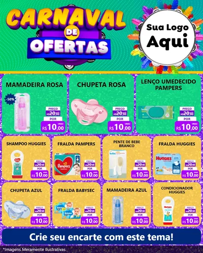 Modelo de Rede Social para Feed Instagram com o tema Carnaval de Ofertas para Bebês