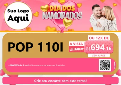 Modelo de Cartaz para Cartaz A4 Horizontal com o tema Dia dos Namorados para Concessionaria de Motos