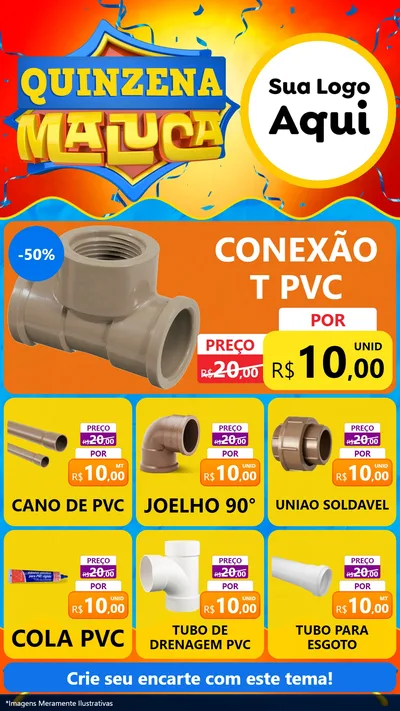 Modelo de Rede Social para Stories com o tema Quinzena Maluca para Tubos e conexões