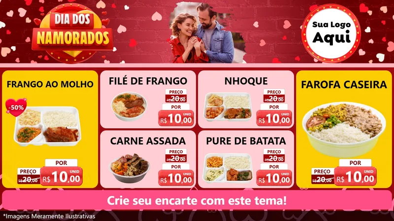 Modelo de TV para TV Horizontal com o tema Dia Dos Namorados para Restaurante