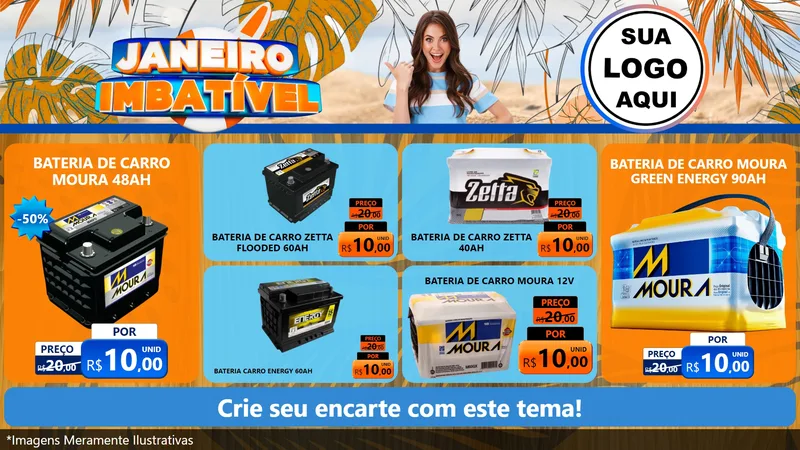 Modelo de TV para TV Horizontal com o tema Janeiro Imbatível para Baterias Elétricas