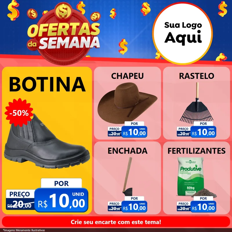 Modelo de Rede Social para Feed Facebook com o tema Ofertas Da Semana para Agropecuária