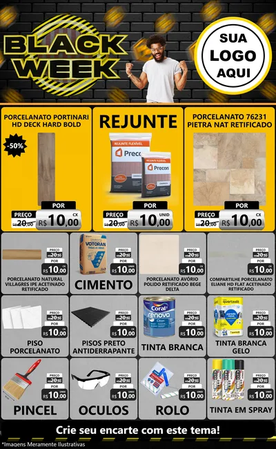 Modelo de Encarte para Encarte Grande com o tema Black Week para Pisos e revestimentos