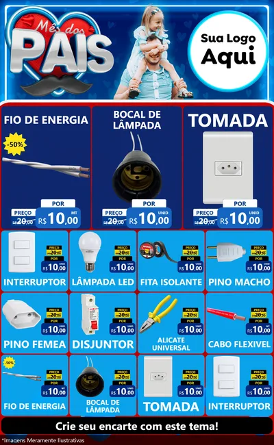 Modelo de Encarte para Encarte Grande com o tema Mês Dos Pais para Materiais Elétricos
