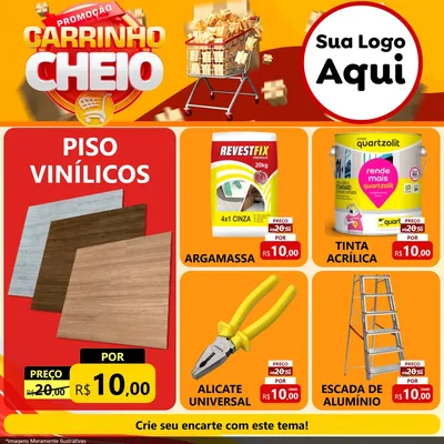 Modelo de Rede Social para Feed Facebook com o tema Promoção carrinho cheio para Material para Construção