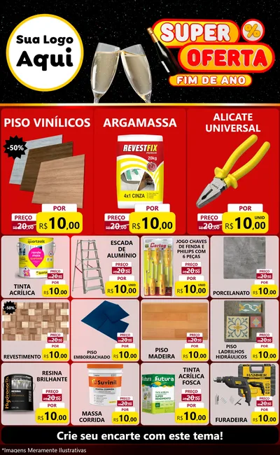Modelo de Encarte para Encarte Grande com o tema Super Oferta Fim de Ano para Material para Construção