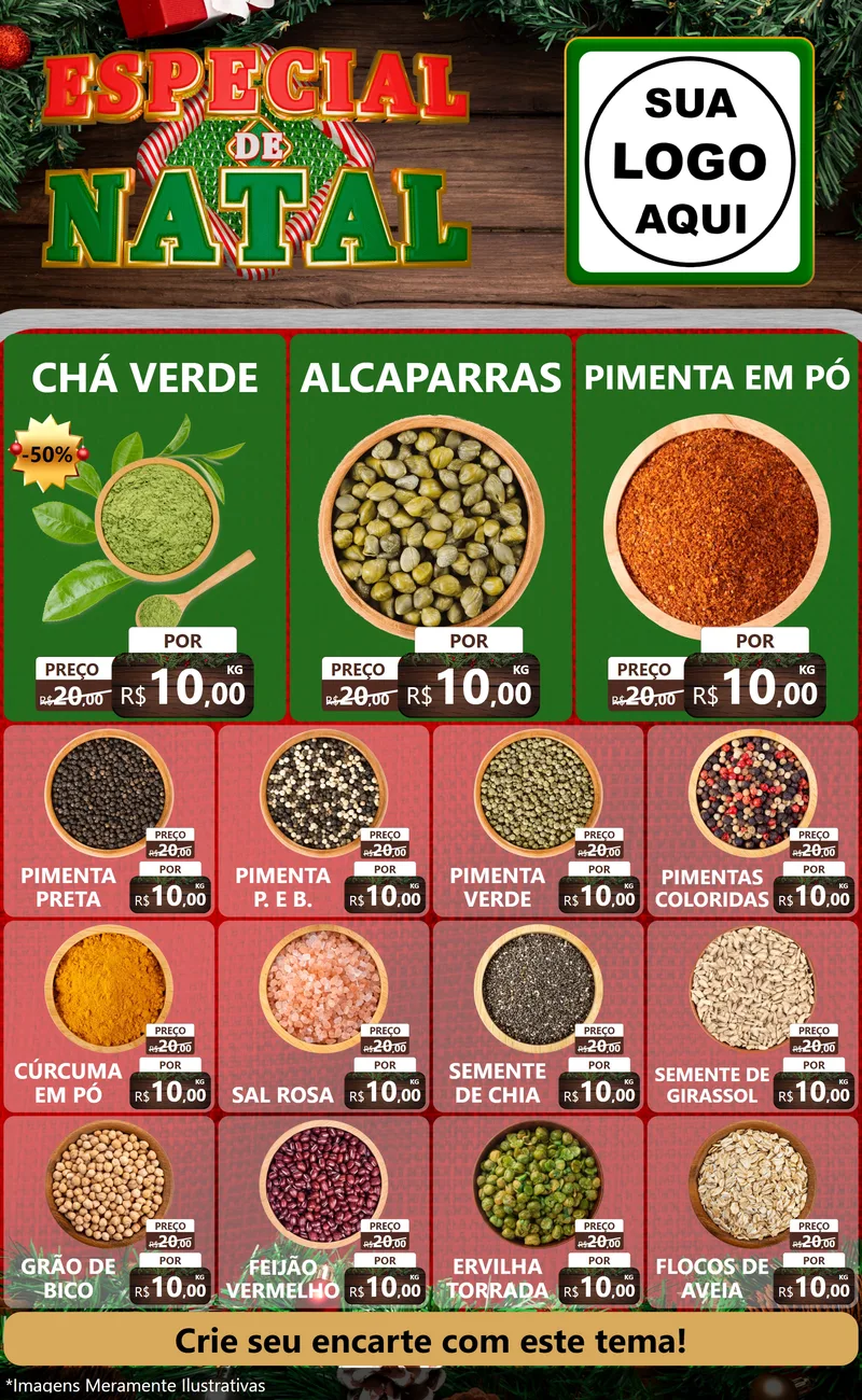 Modelo de Encarte para Encarte Grande com o tema Especial de Natal para Produtos Naturais