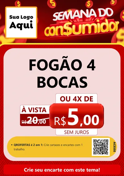 Modelo de Cartaz para Cartaz A4 Vertical com o tema Semana do Consumidor para Móveis e Eletro