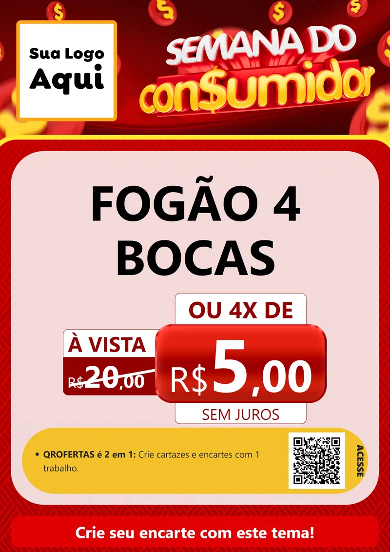 Modelo de Cartaz para Cartaz A4 Vertical com o tema Semana do Consumidor para Móveis e Eletro