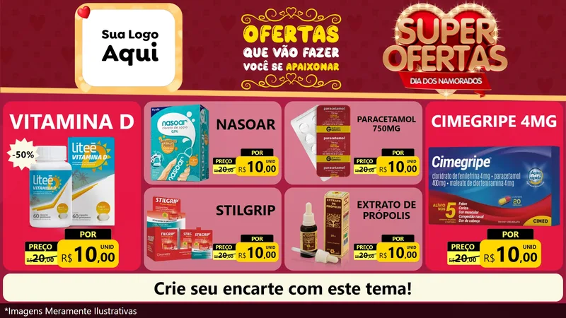 Modelo de TV para TV Horizontal com o tema Dia dos Namorados para Farmácia