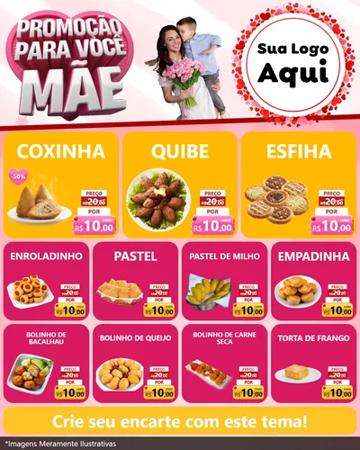 Modelo de Rede Social para Feed Instagram com o tema Promoção Para Você Mãe para Salgadaria