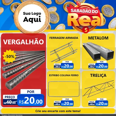 Modelo de Rede Social para Feed Facebook com o tema Sabadão do Real para Ferragens