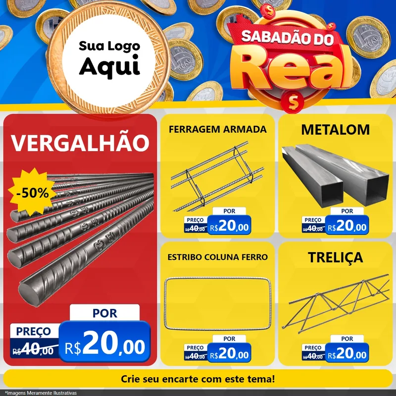 Modelo de Rede Social para Feed Facebook com o tema Sabadão do Real para Ferragens